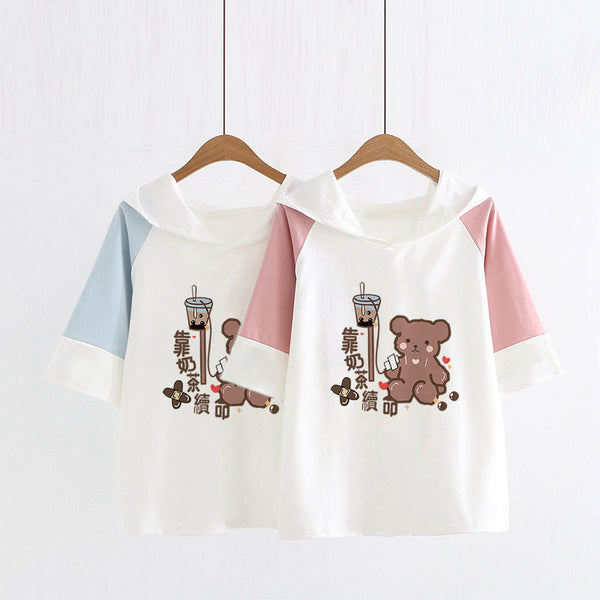 Japanese Kawaii Bear T-shirt Pastel Kitten