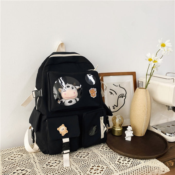 Cute Nylon Backpack Pastel Kitten