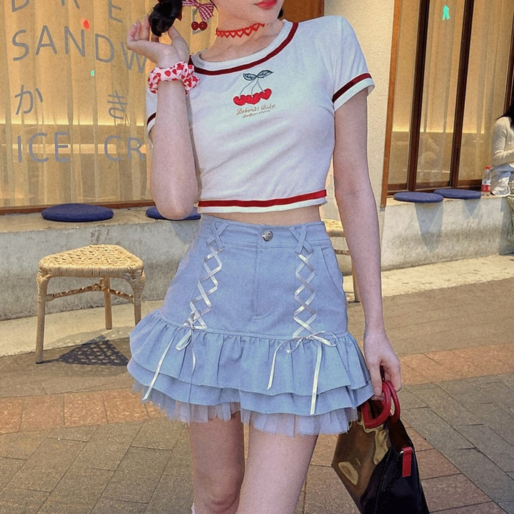 Japanese Kawaii Mini Skirt Pastel Kitten