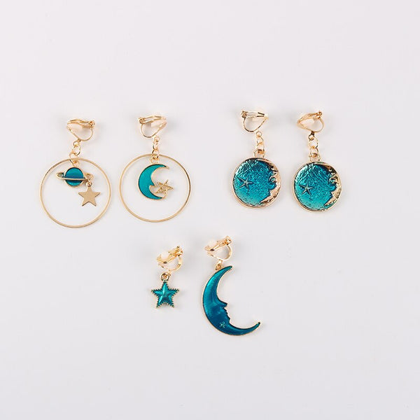 Star & Moon Earrings Pastel Kitten