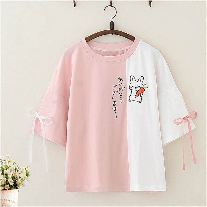 Japanese Style Rabbit T-Shirt Pastel Kitten