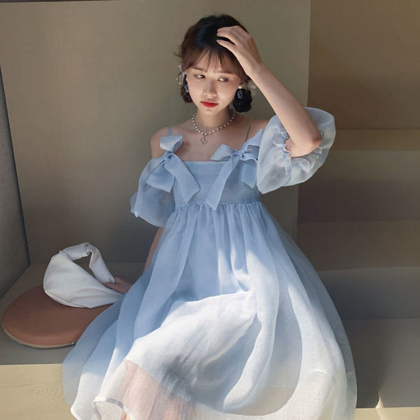 Sweet Sleeveless Dress Pastel Kitten