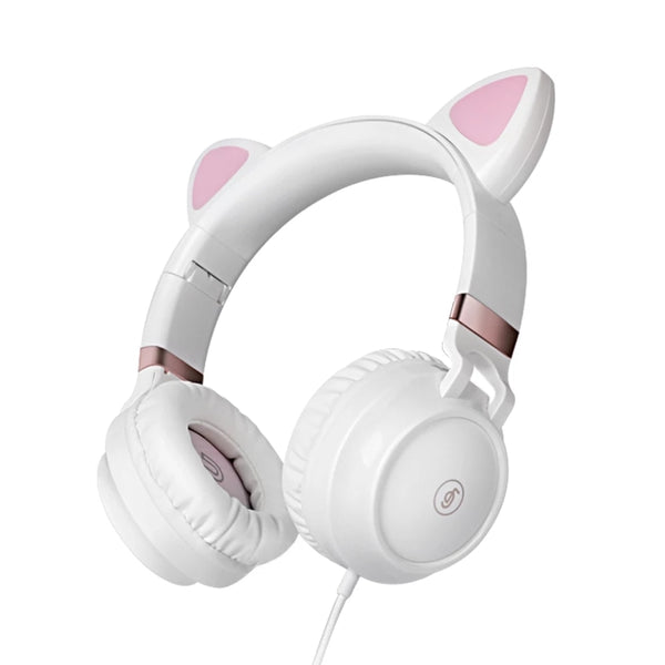 White Cat Ears Headphones Pastel Kitten