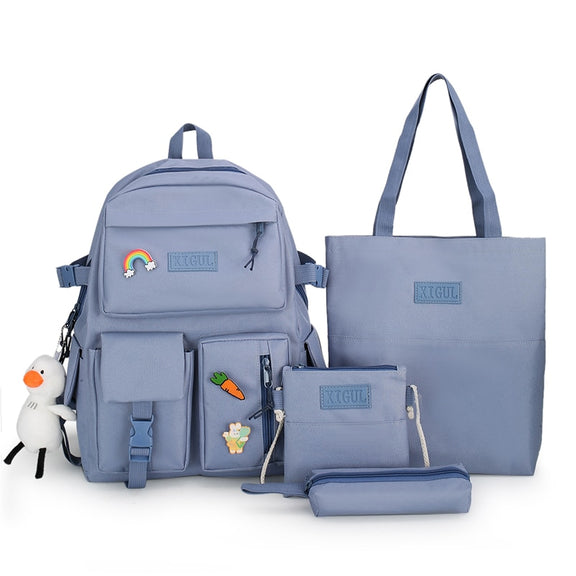 Japanese Aesthetic Backpack & Bag Set - Pastel Kitten