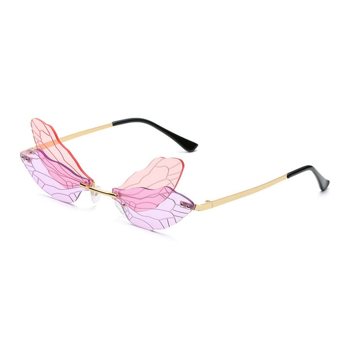 Dragonfly Wing Rimless Glasses Pastel Kitten