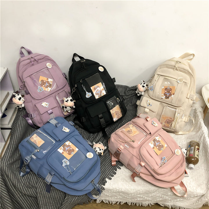 Cute Nylon Backpack Pastel Kitten