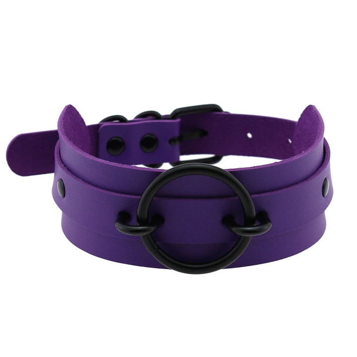 Purple Gothic Leather Chokers Pastel Kitten