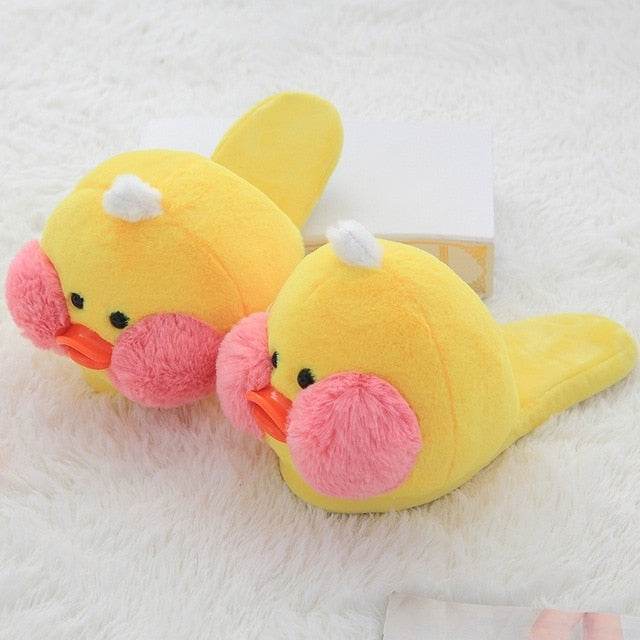 Kawaii Plush Ducks Slippers Pastel Kitten