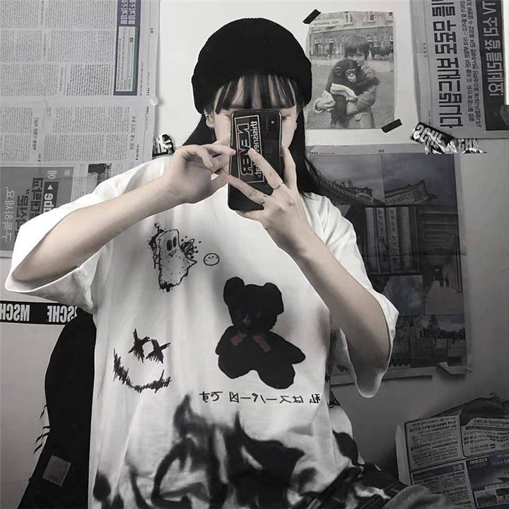 Dark Style Harajuku Oversized T Shirt Pastel Kitten