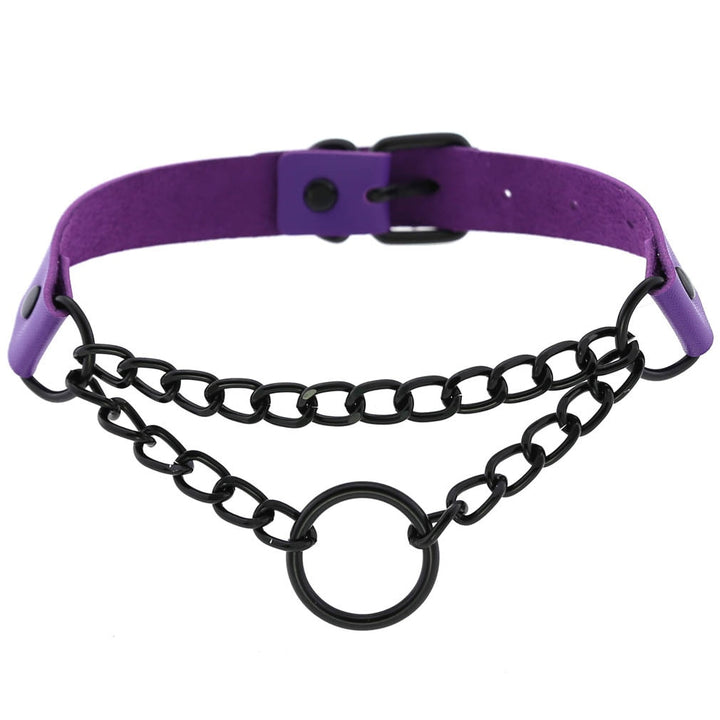 Purple Gothic Leather Chokers Pastel Kitten