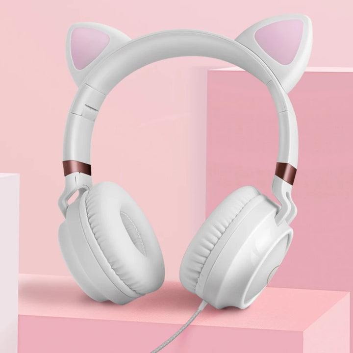 White Cat Ears Headphones Pastel Kitten