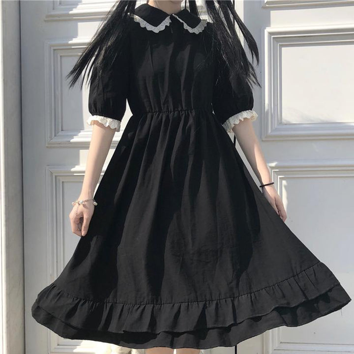 Korean Style Black Dress Pastel Kitten