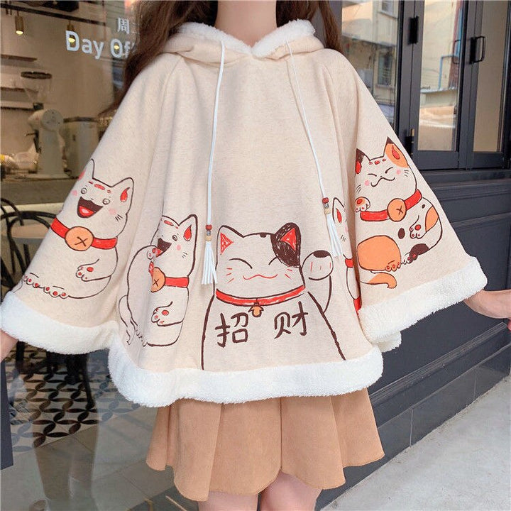 Japanese Aesthetic Poncho Coat Pastel Kitten