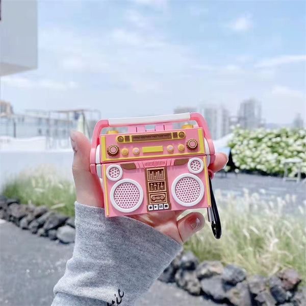 Pink Retro Radio Case For Airpods Pastel Kitten