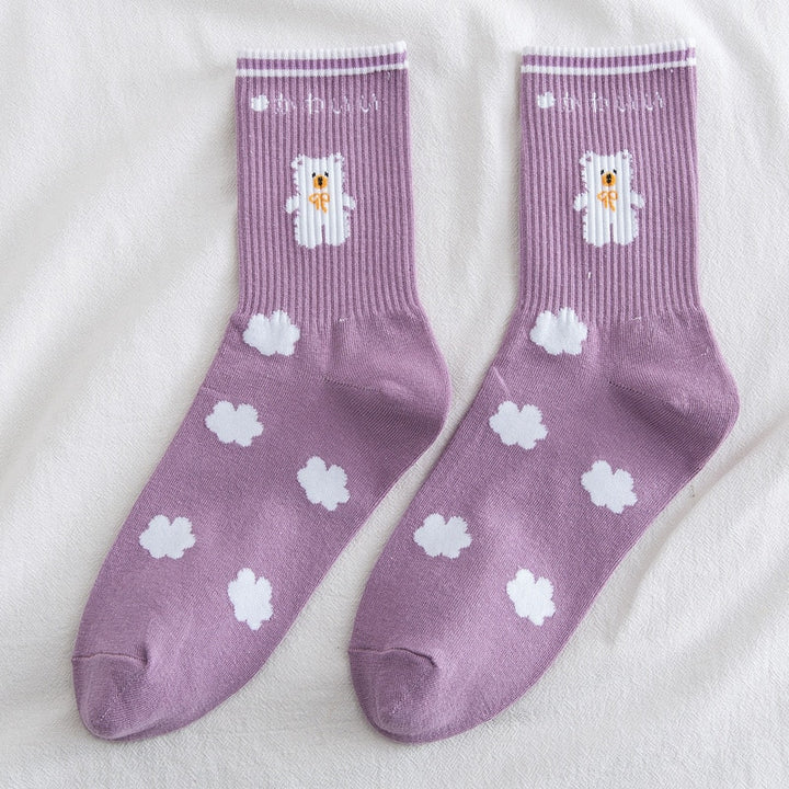 Japanese Cartoon Bear Socks Pastel Kitten