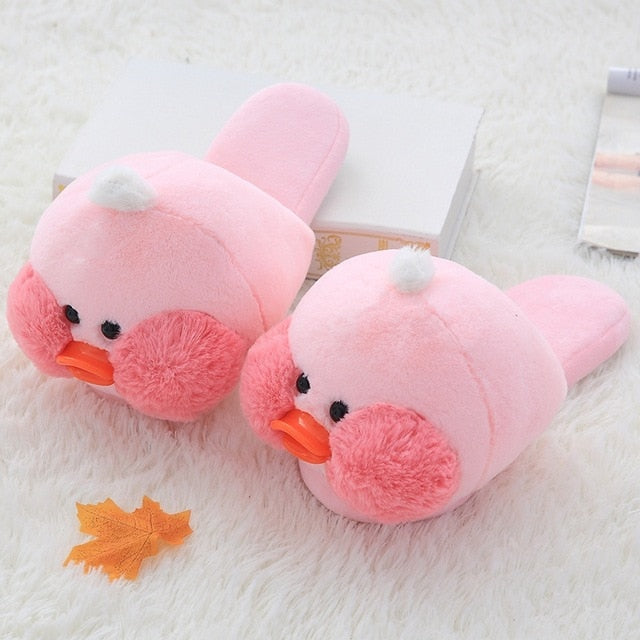 Kawaii Plush Ducks Slippers Pastel Kitten