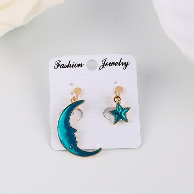 Star & Moon Earrings Pastel Kitten