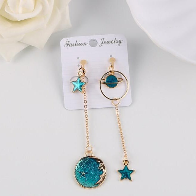 Star & Moon Earrings Pastel Kitten