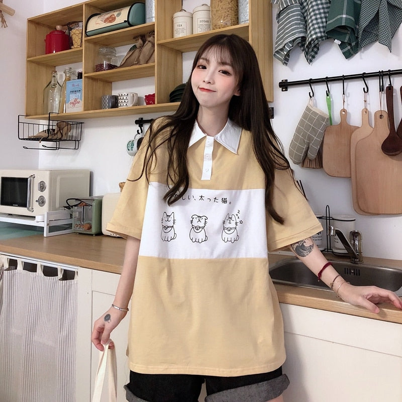 Japanese Cute T-shirt - Pastel Kitten