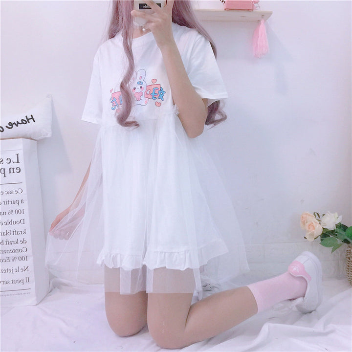 Japanese Cute Summer Dress Pastel Kitten