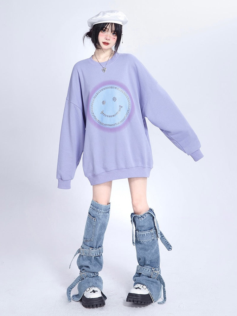 Retro Denim Leg Warmers Pastel Kitten