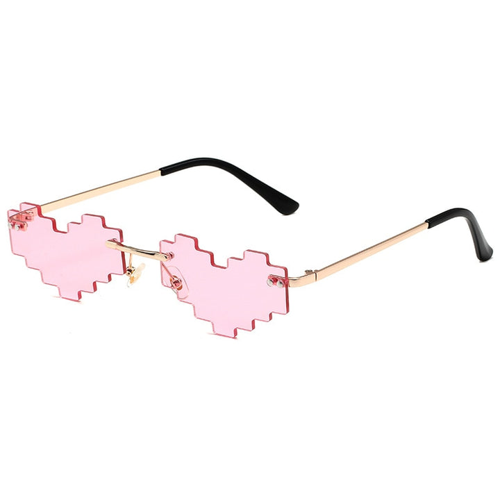 Pixel Heart-Shaped Glasses Pastel Kitten