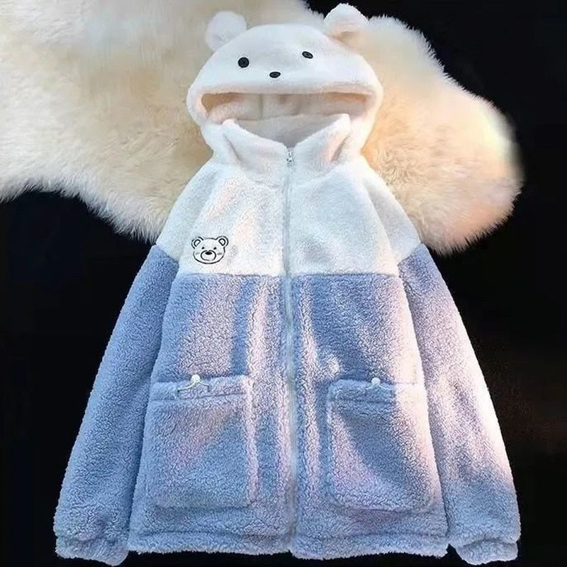 Korean Ulzzang Girl Bear Hoodies - Pastel Kitten