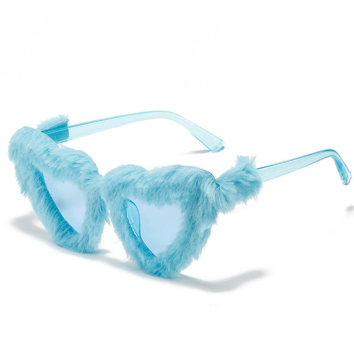 Retro Heart-Shaped Plush Sunglasses Pastel Kitten