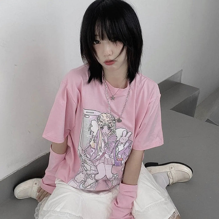 Harajuku Y2K Japanese T-Shirt Pastel Kitten