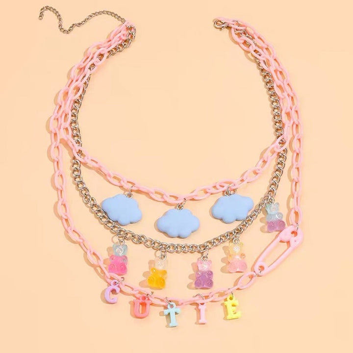 Harajuku Cloud Bear Acrylic Necklace Pastel Kitten
