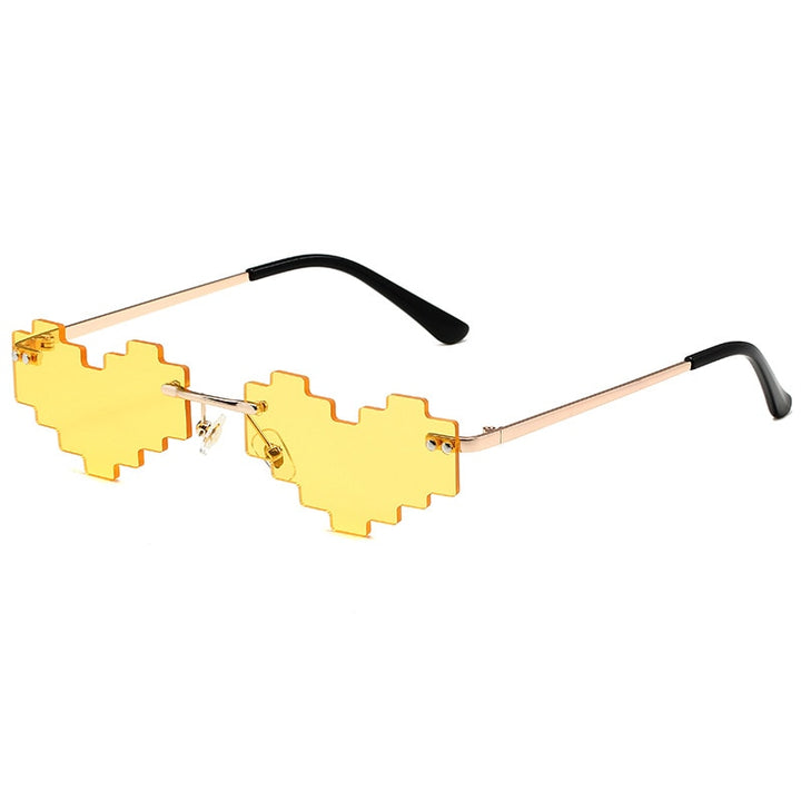 Pixel Heart-Shaped Glasses Pastel Kitten