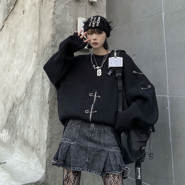 Gothic Punk Fashion Sweater Pastel Kitten