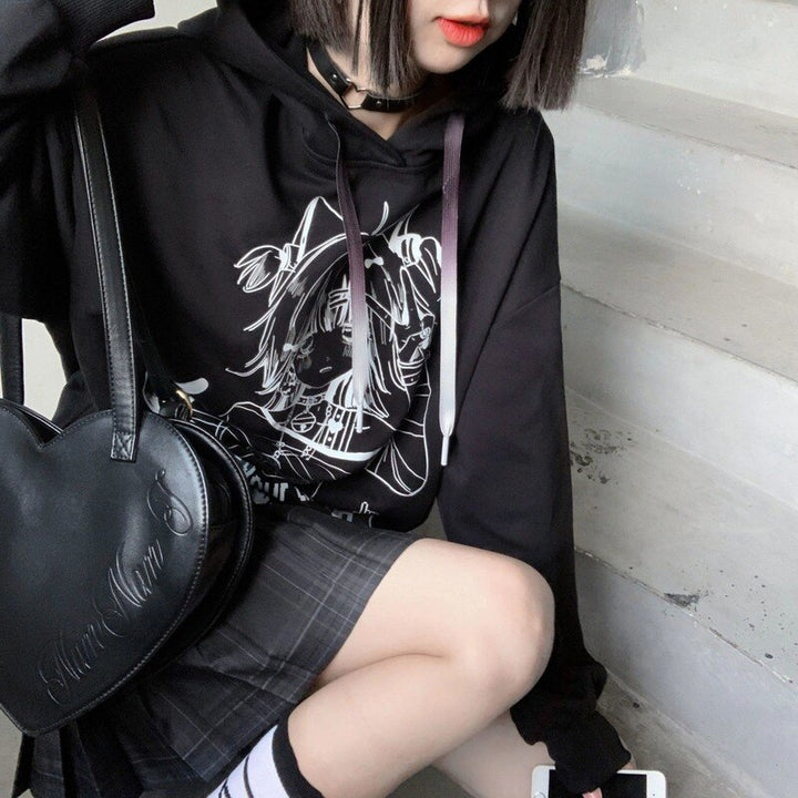 Gothic Anime Darkwear Hoodie Pastel Kitten