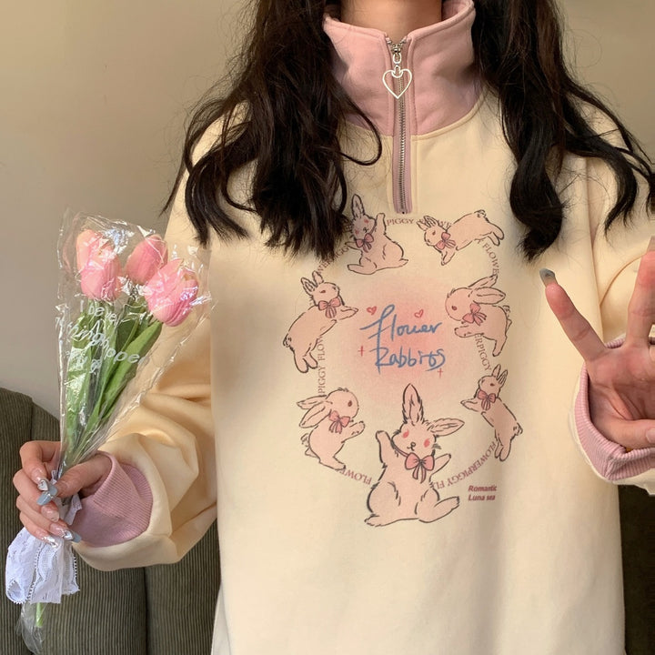 Kawaii Rabbits Japanese Pullover Pastel Kitten