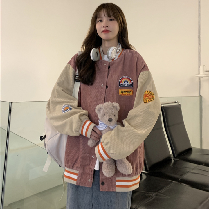 Japanese Fashion Baseball Jacket Pastel Kitten