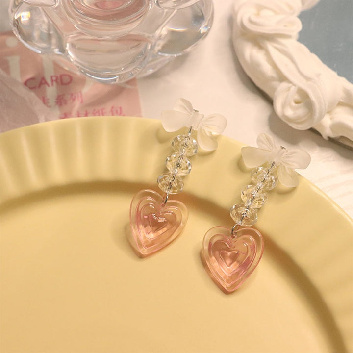 Y2K Aesthetic Peach Heart Earrings - Pastel Kitten