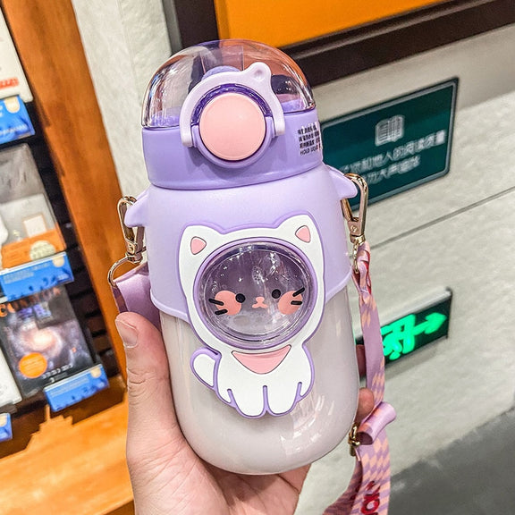 Kawaii Cartoon Water Bottle - Pastel Kitten