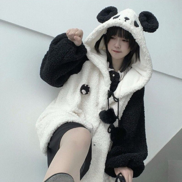 Kawaii Panda Japanese Hoodies Pastel Kitten
