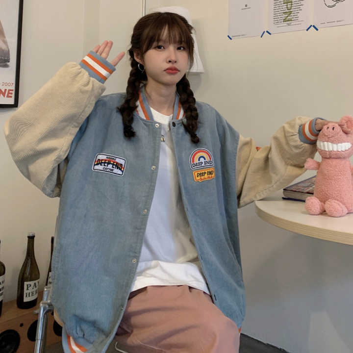 Japanese Fashion Baseball Jacket Pastel Kitten