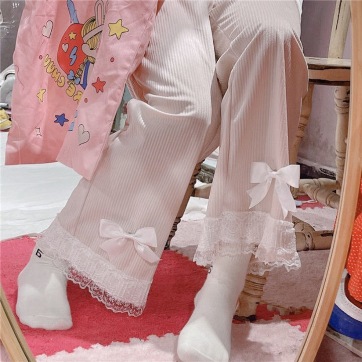 Kawaii Japanese High Waist Pants Pastel Kitten