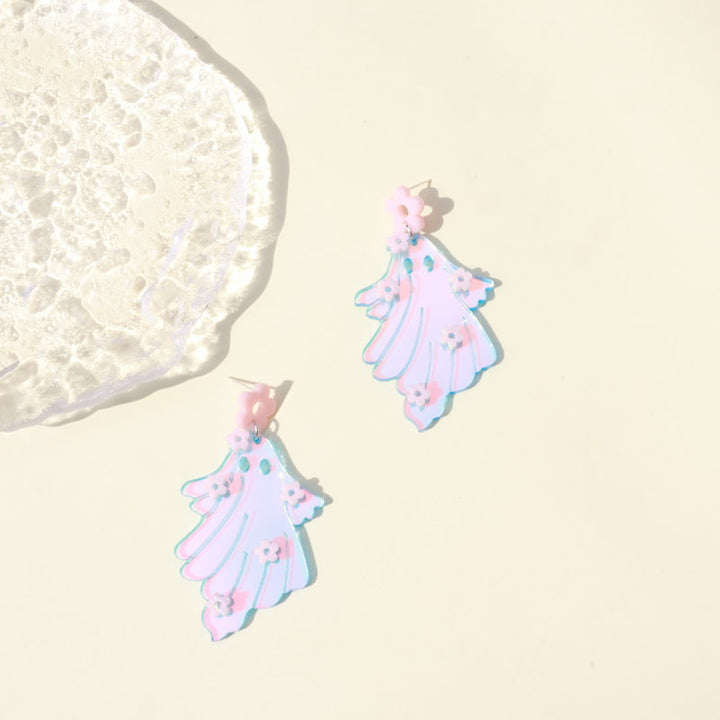 Kawaii Ghost Transparent Earrings Pastel Kitten