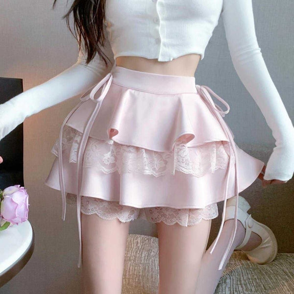 Ruffle Kawaii Mini Skirt Pastel Kitten