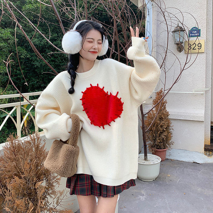 Japanese Heart Shaped Sweater Pastel Kitten