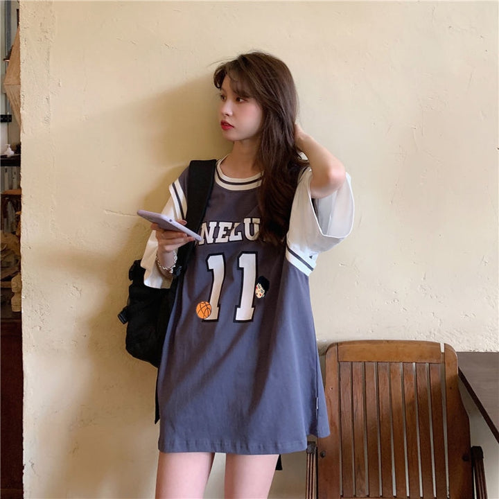 Harajuku Style Basketball T-Shirt Pastel Kitten
