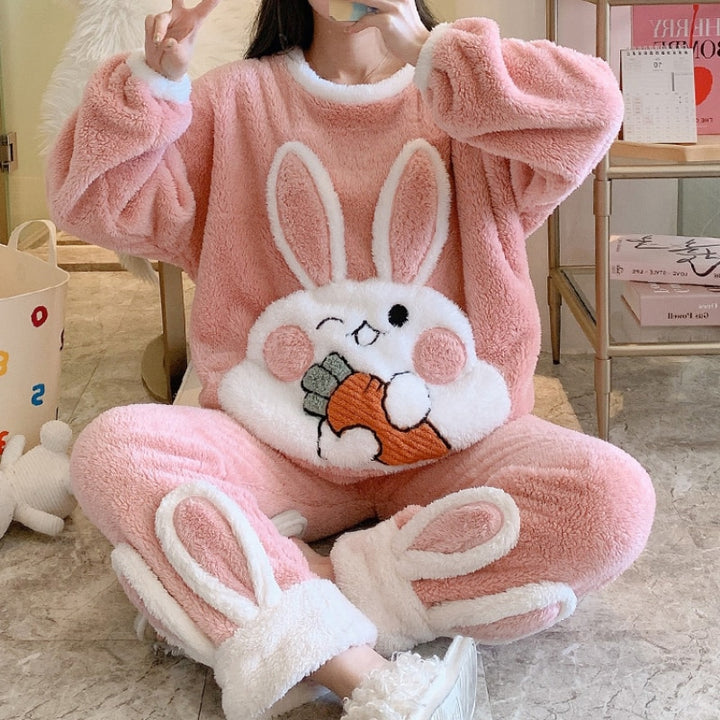 Cute Bunny Warm Pajamas Pastel Kitten