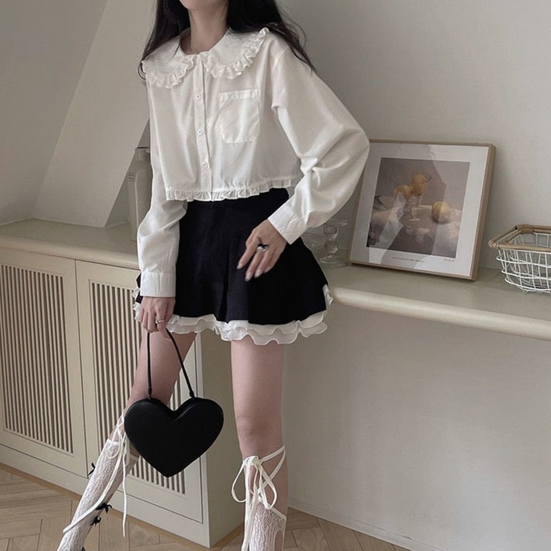 Fairycore Kawaii Pleated Skirt - Pastel Kitten