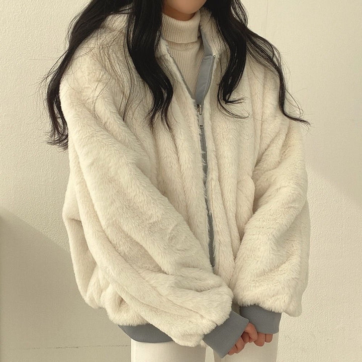 Korean Winter Double-sided Jacket - Pastel Kitten