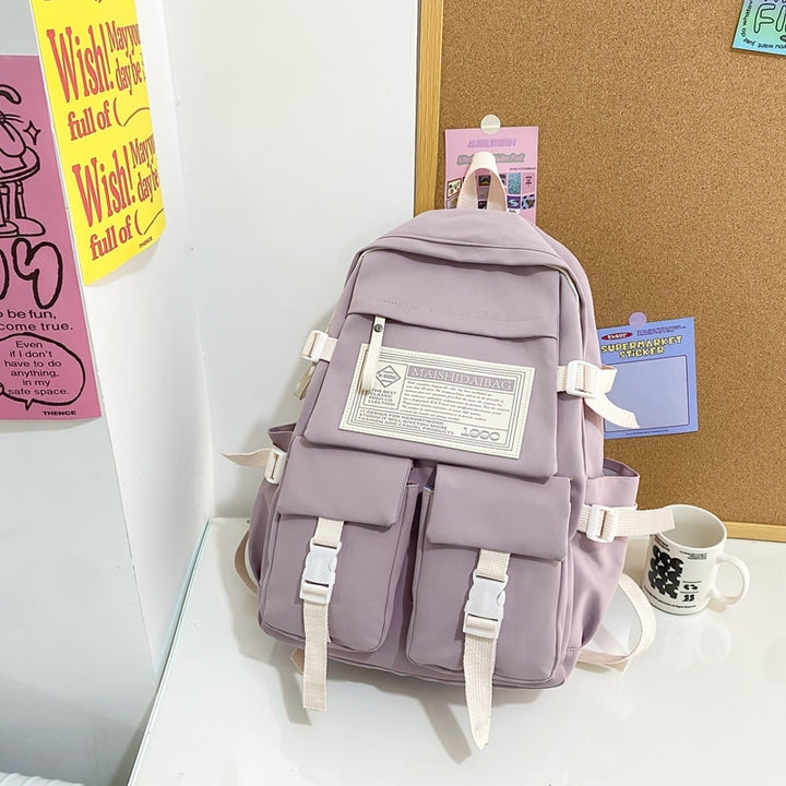 Multipocket Nylon Backpack Pastel Kitten