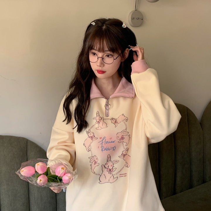 Kawaii Rabbits Japanese Pullover Pastel Kitten