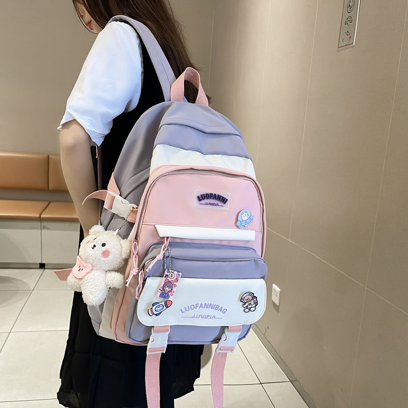 Japanese School Aesthetic Backpack & Bag Set - Pastel Kitten